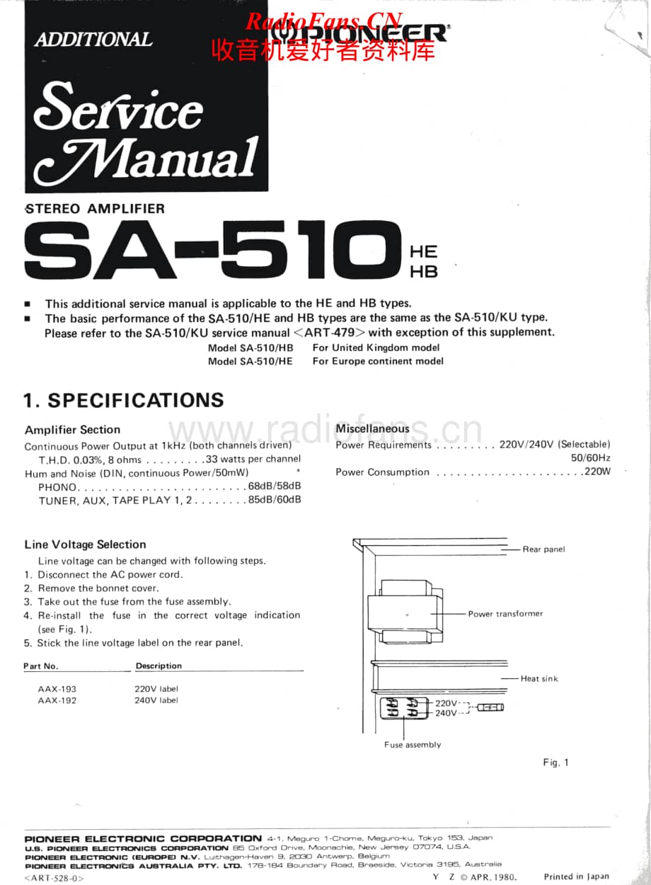 Pioneer-SA-510-Service-Manual电路原理图.pdf_第1页