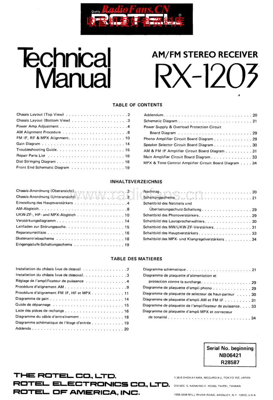 Rotel-RX-1203-Service-Manual电路原理图.pdf_第1页