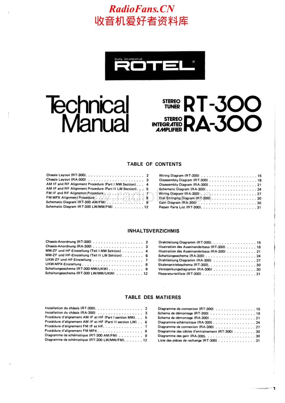 Rotel-RA-300-Service-Manual电路原理图.pdf_第1页