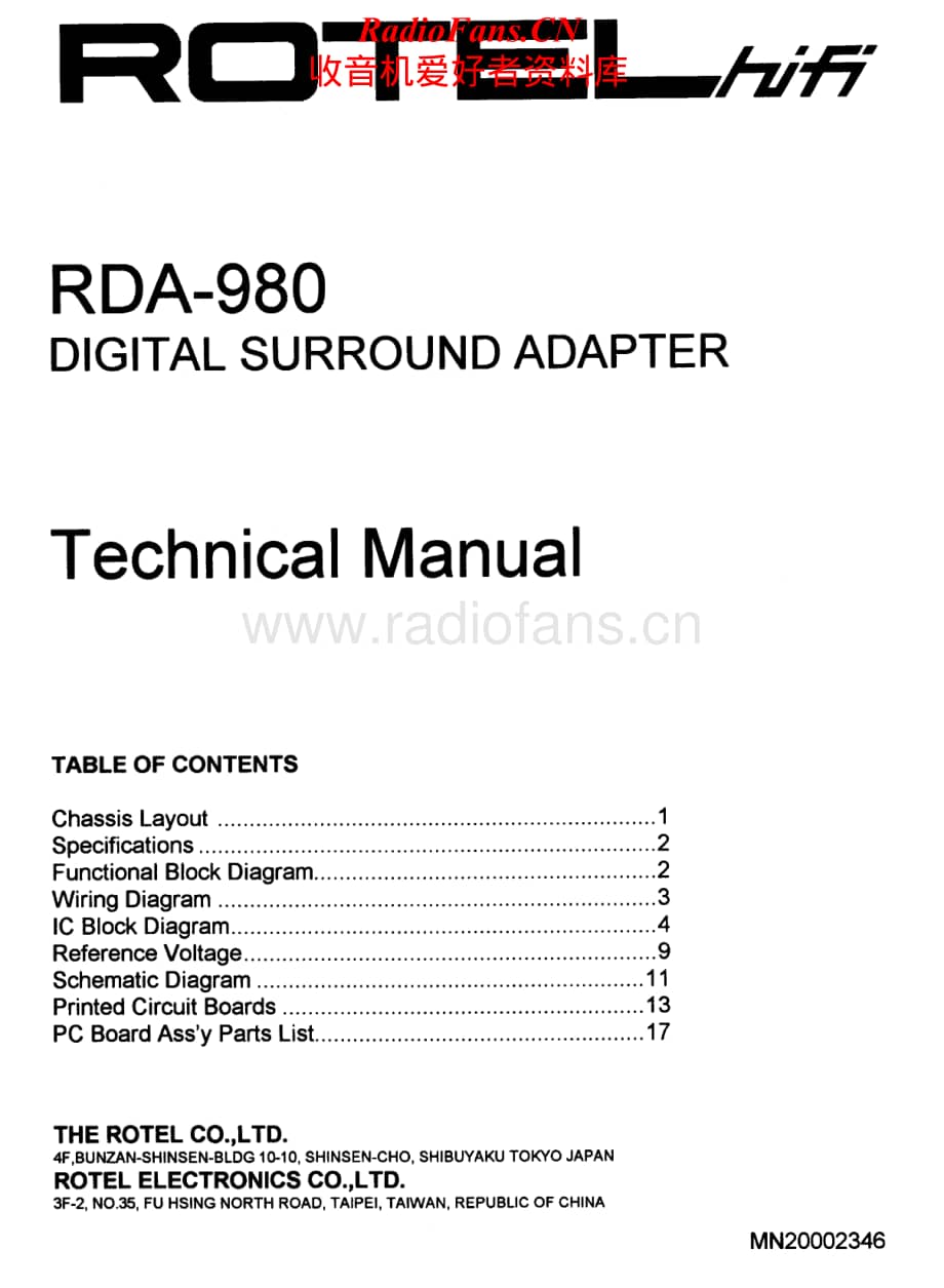 Rotel-RDA-980-Service-Manual电路原理图.pdf_第1页