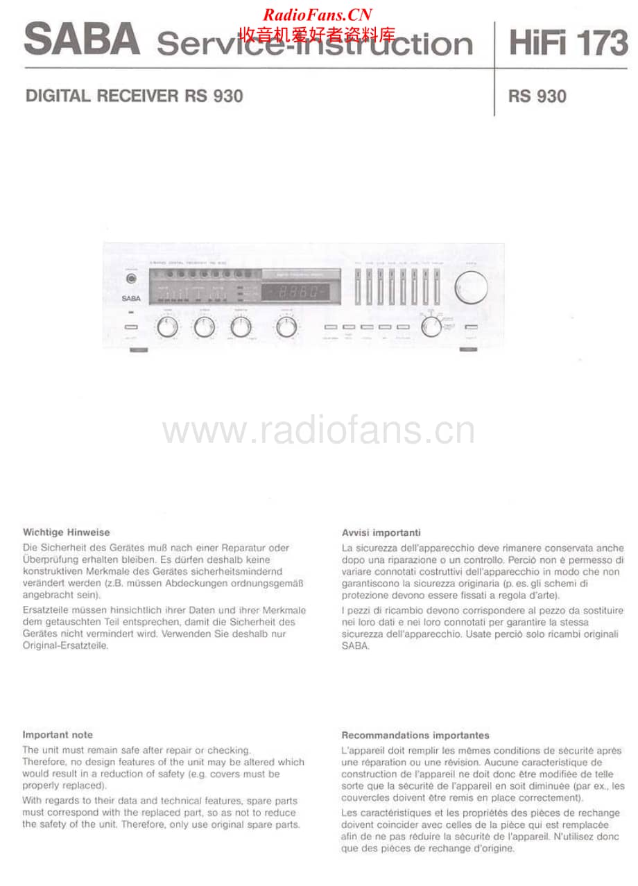 Saba-RS930-Service-Manual电路原理图.pdf_第1页