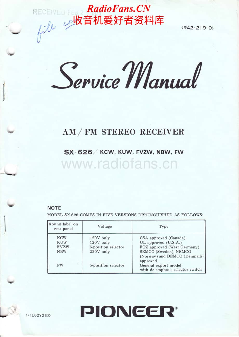 Pioneer-SX-626-Service-Manual-2电路原理图.pdf_第1页