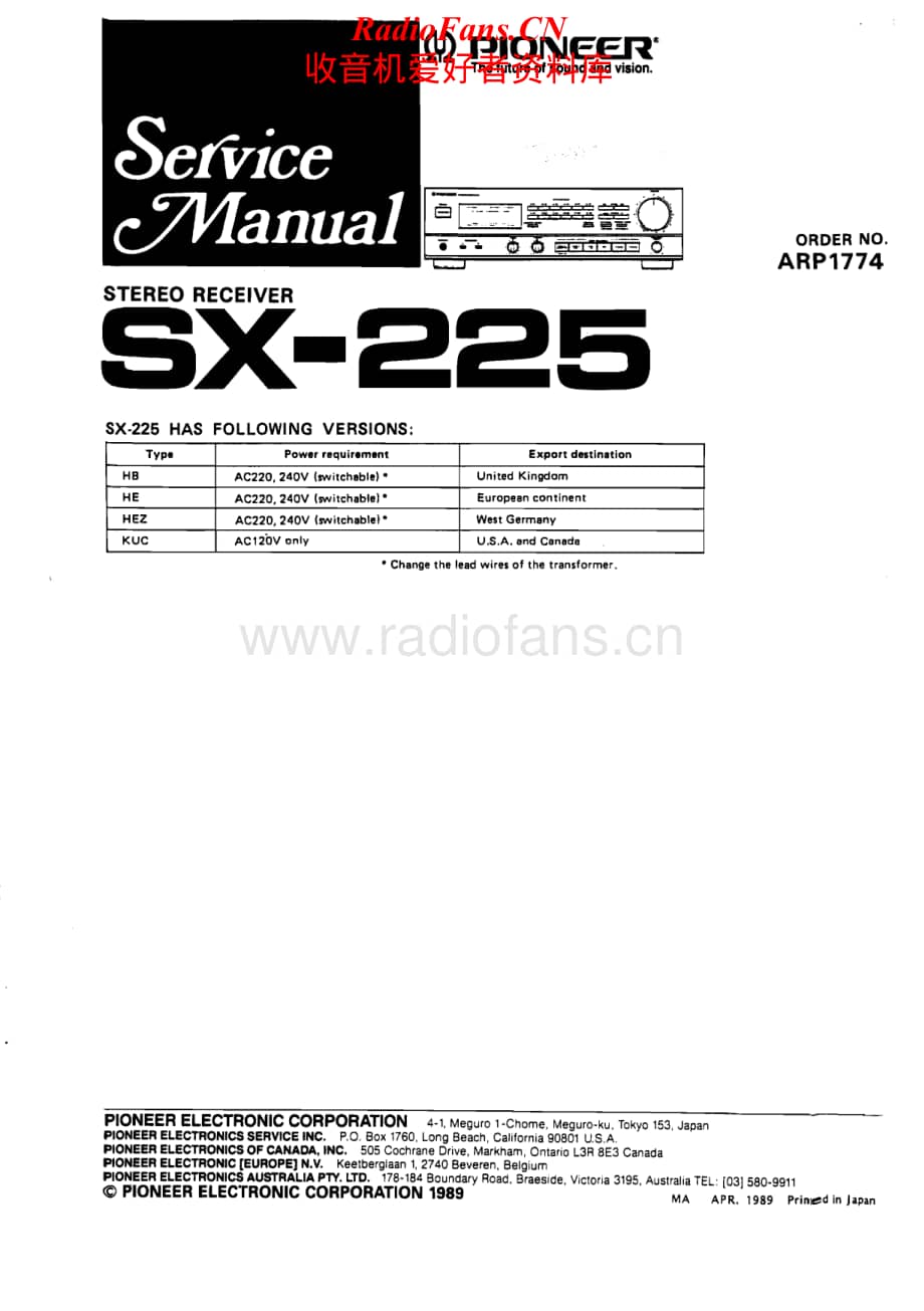 Pioneer-SX-225-Service-Manual电路原理图.pdf_第1页