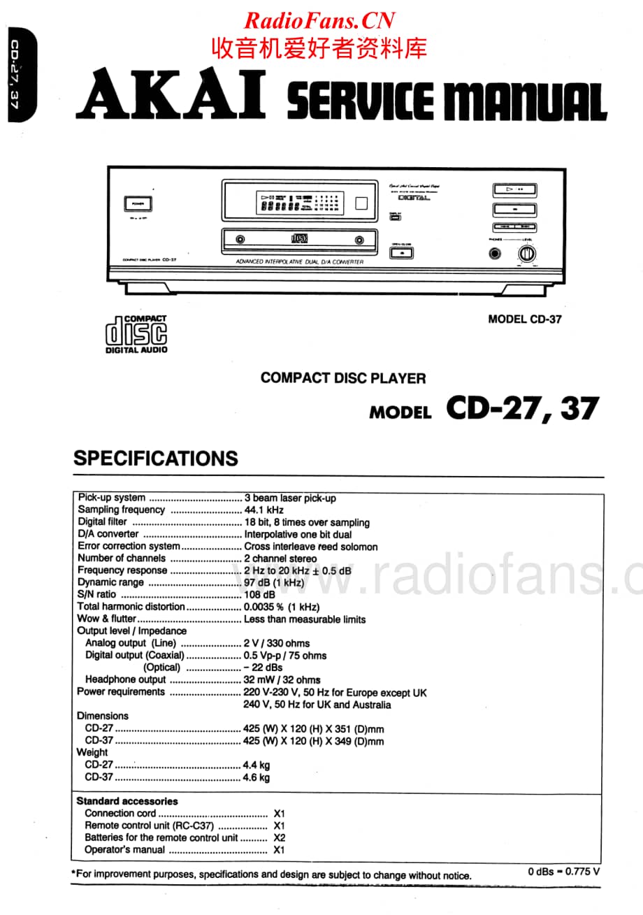 Akai-CD37-cd-sm维修电路原理图.pdf_第1页