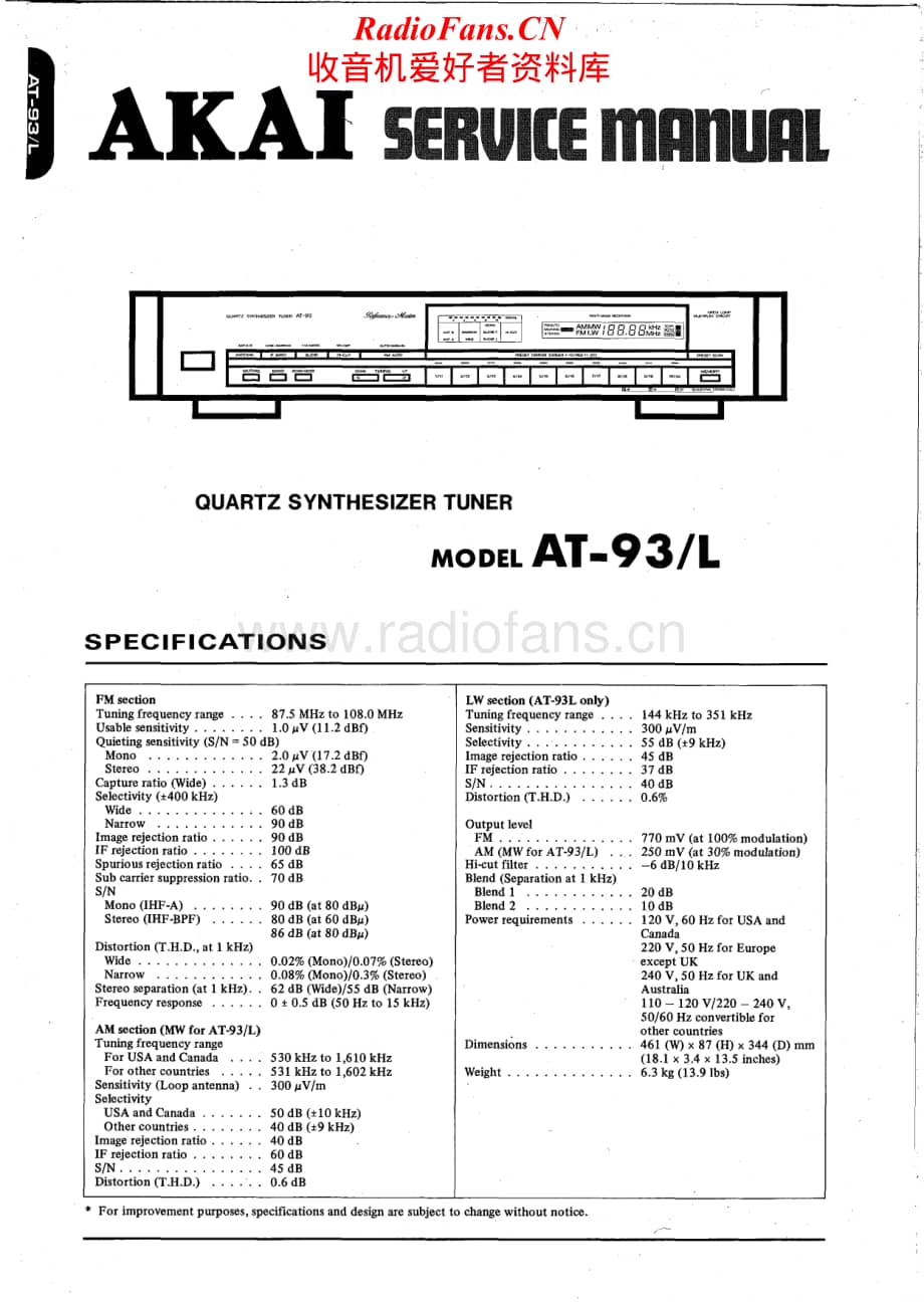 Akai-AT93L-tun-sm维修电路原理图.pdf_第1页