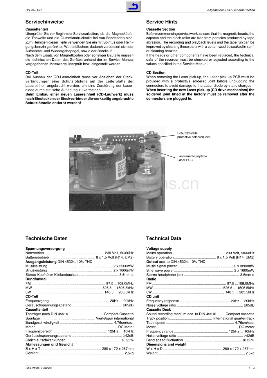 GrundigRR440CD 维修电路图、原理图.pdf_第3页