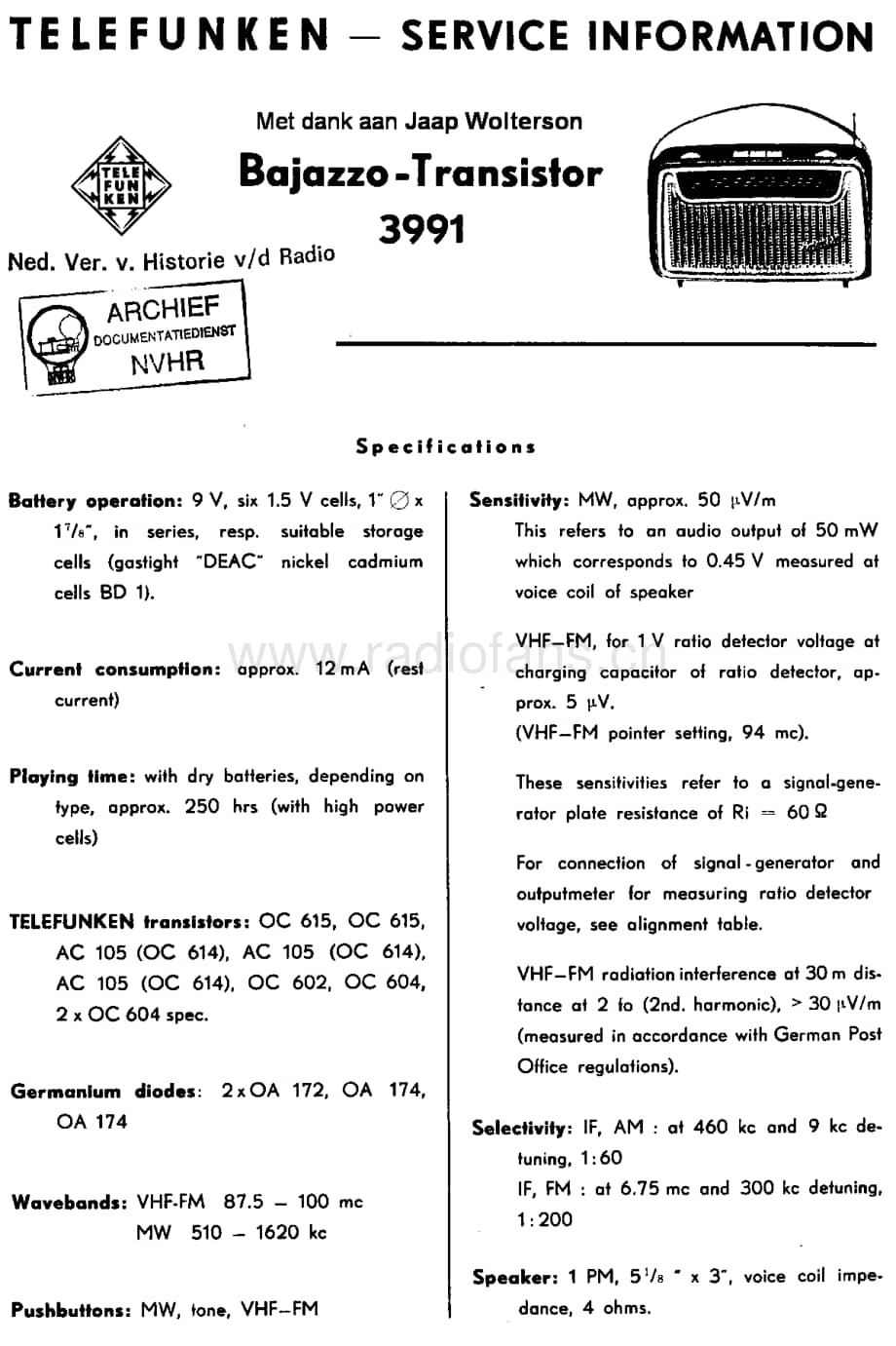 Telefunken_3991 维修电路图 原理图.pdf_第1页