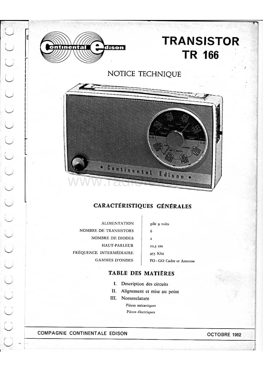 ContinentalEdisonTR166 维修电路图 原理图.pdf_第1页