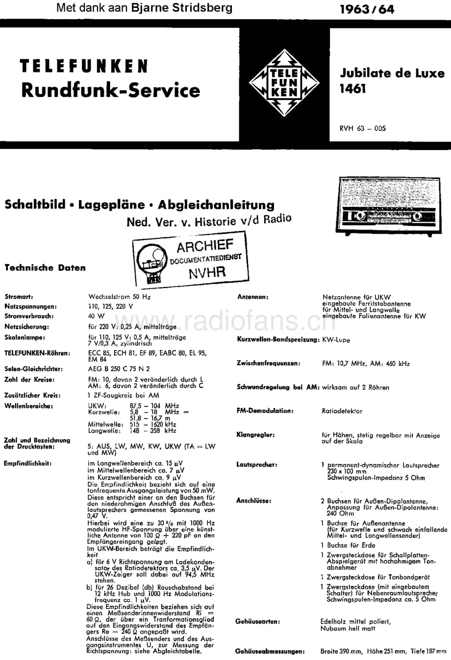 Telefunken_1461 维修电路图 原理图.pdf_第1页