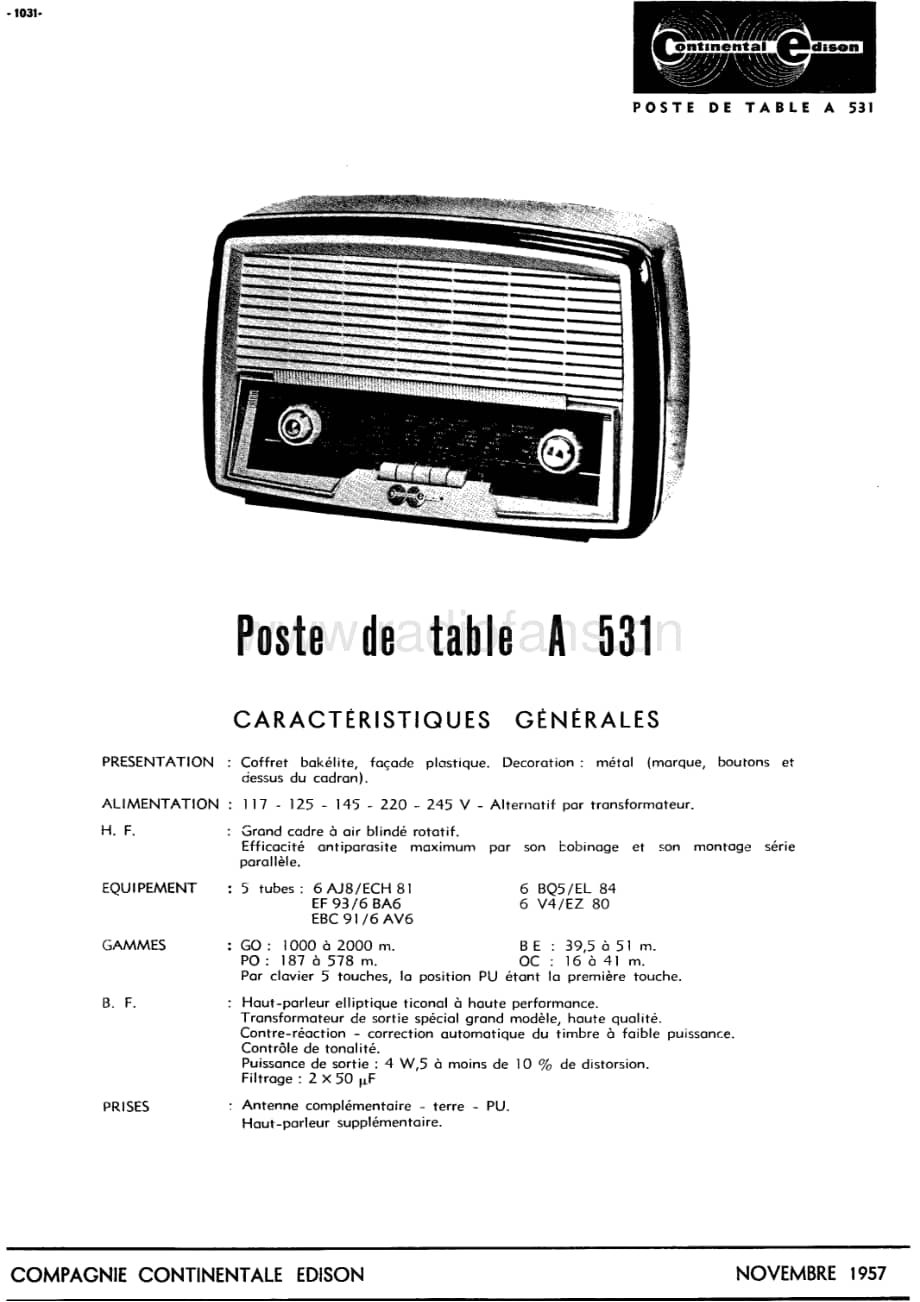 ContinentalEdisonA531 维修电路图 原理图.pdf_第1页