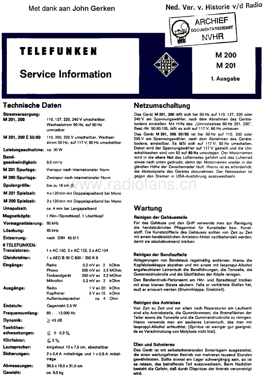 Telefunken_M200 维修电路图 原理图.pdf_第1页