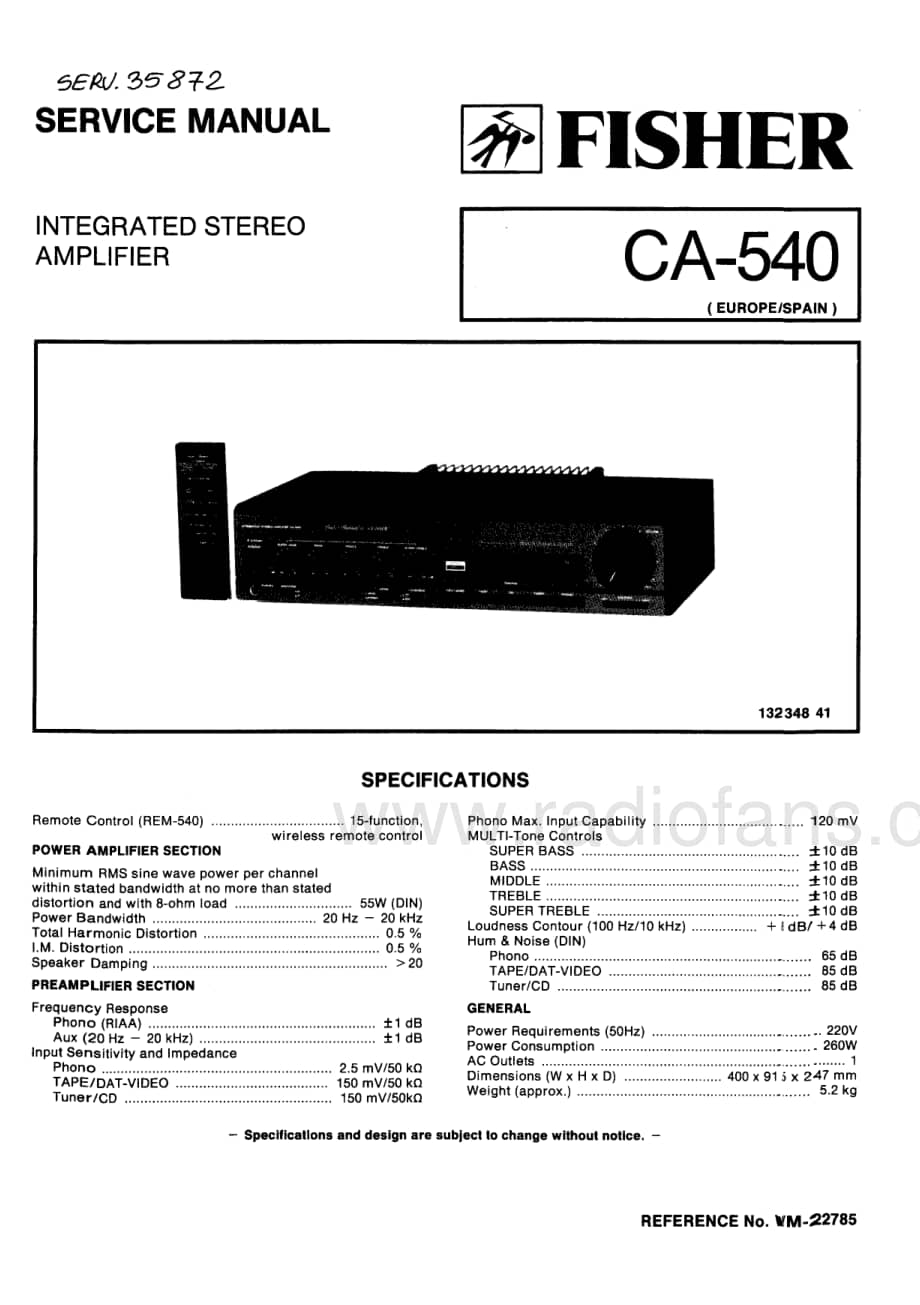 FisherCA540ServiceManual 电路原理图.pdf_第1页