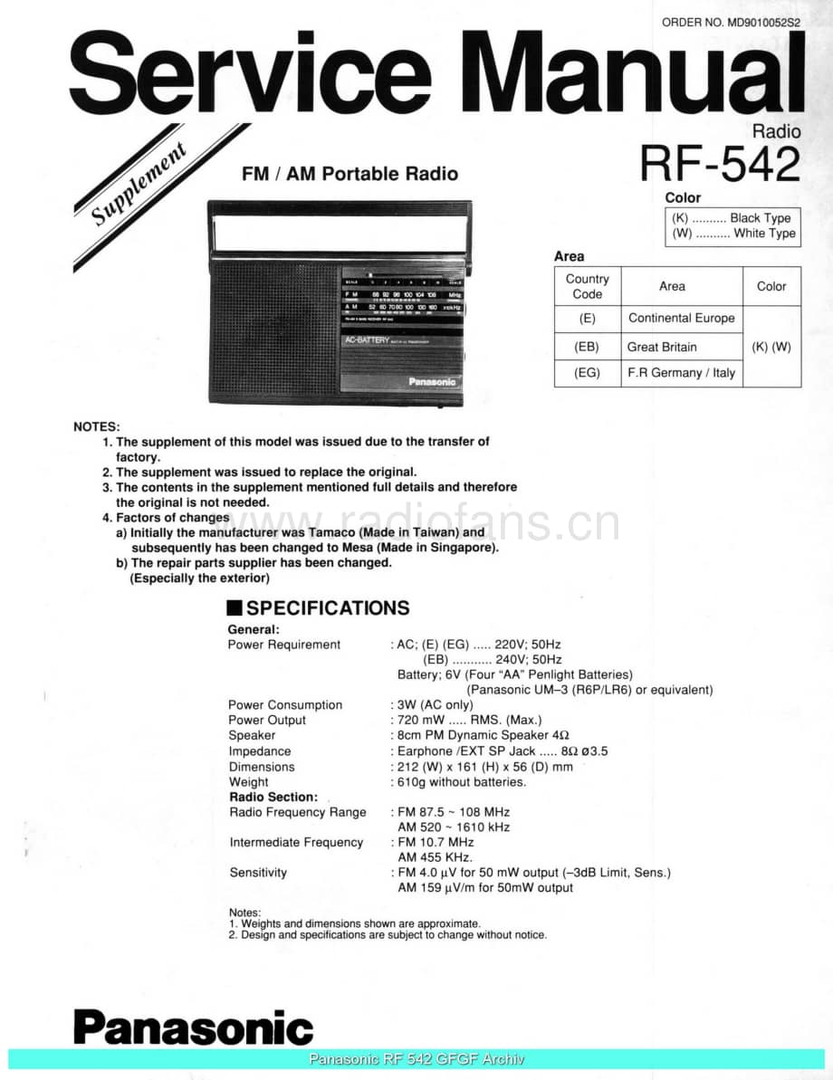 Panasonic_RF-542_sch 电路图 维修原理图.pdf_第1页