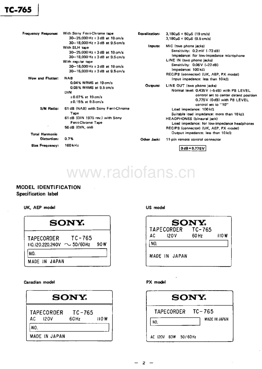 Sony_TC-765 电路图 维修原理图.pdf_第2页