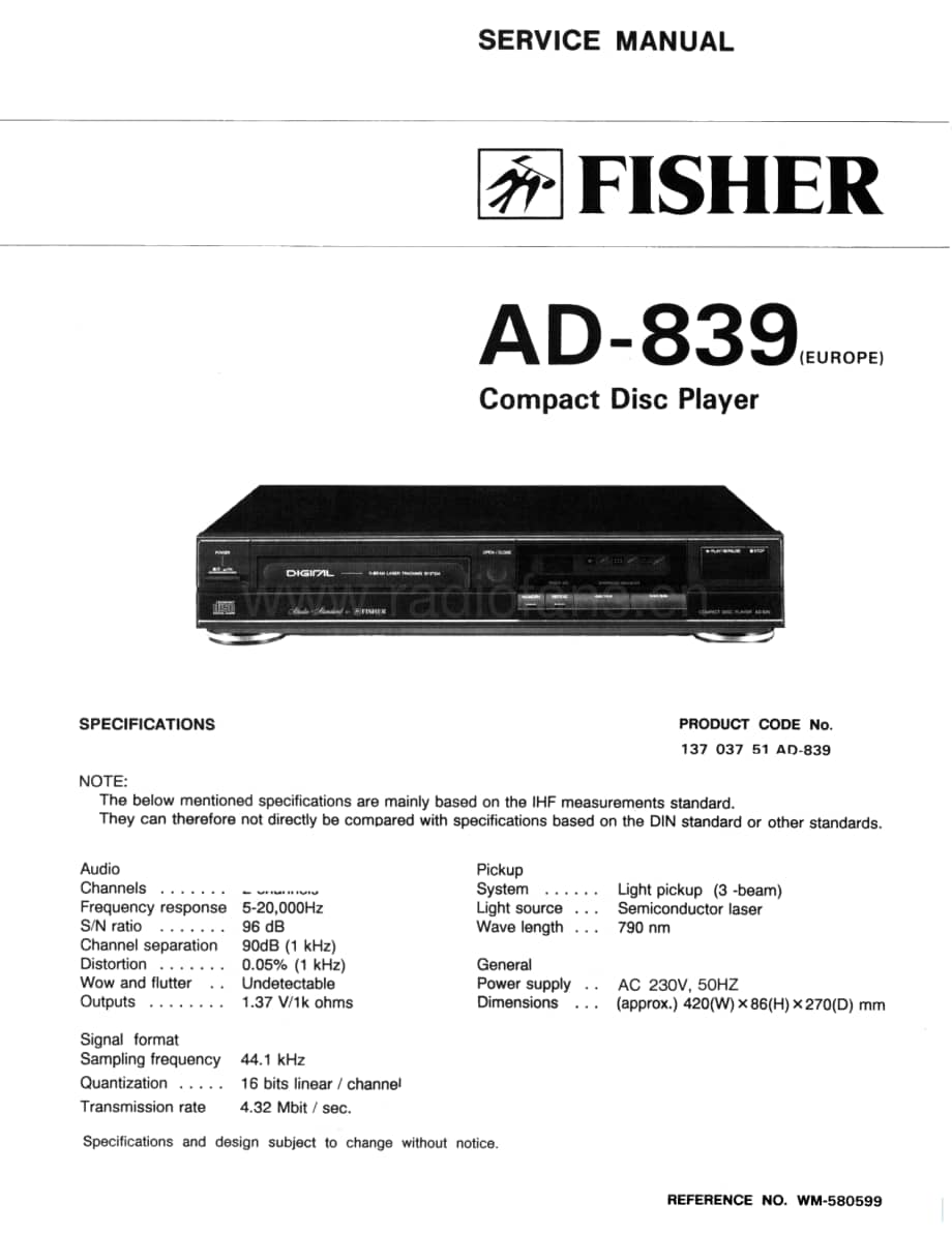 FisherAD839Schematic电路原理图 维修电路图 原理图.pdf_第1页