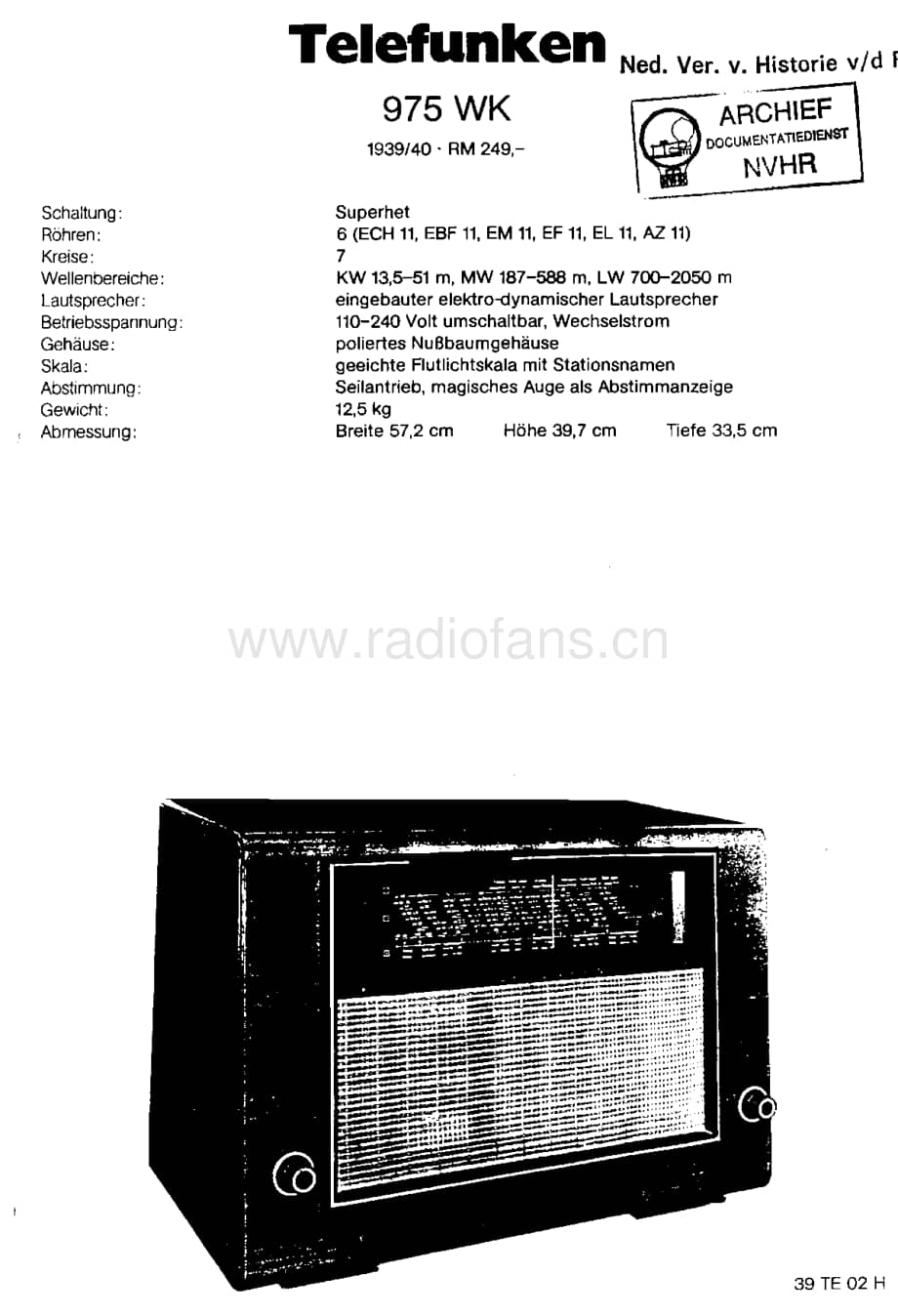 Telefunken_975WK 维修电路图 原理图.pdf_第1页