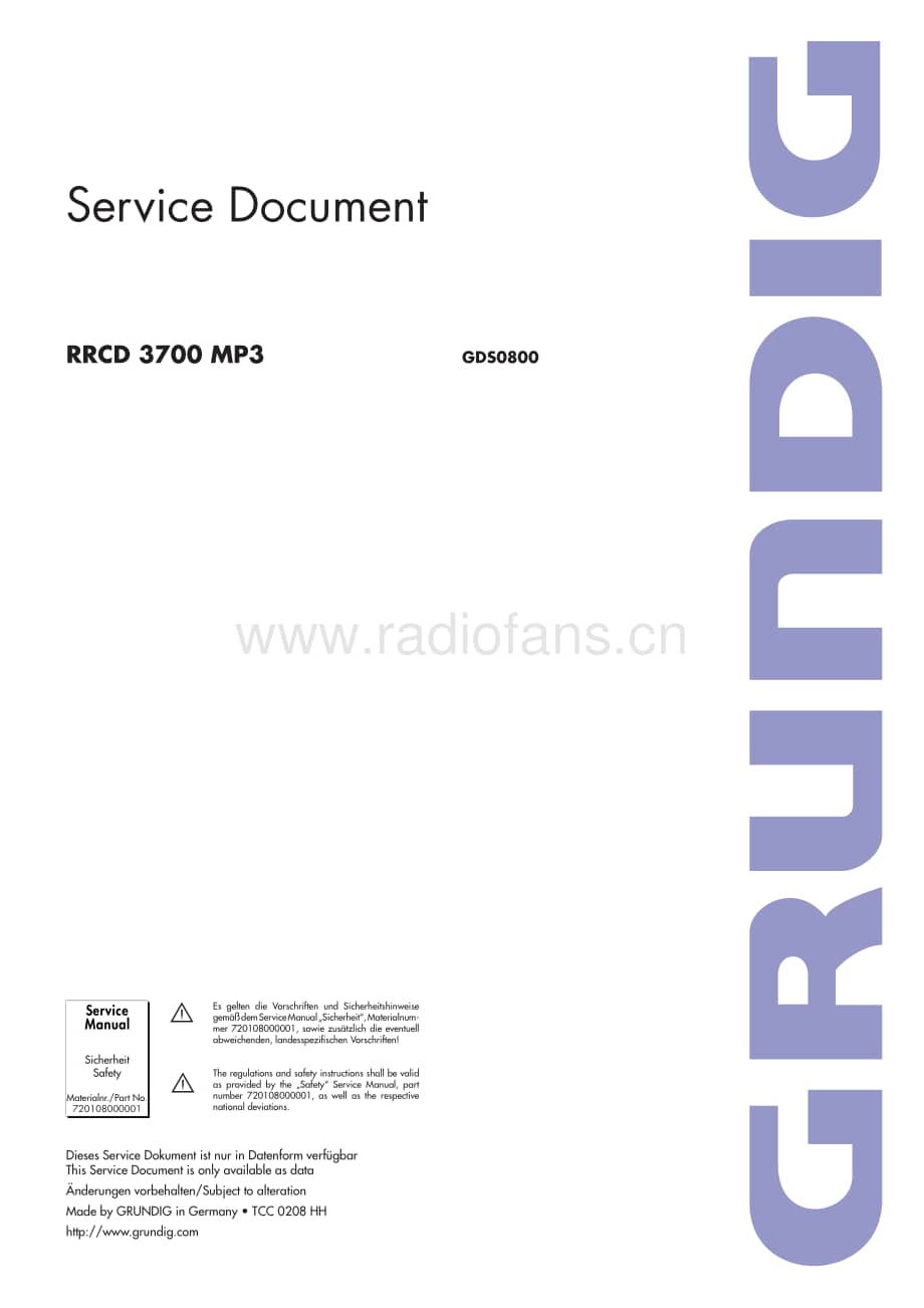 GrundigRRCD3700MP3 维修电路图、原理图.pdf_第1页