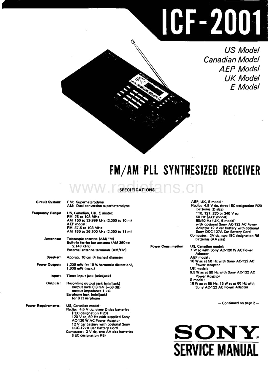 Sony ICF-2001 电路图 维修原理图.pdf_第1页