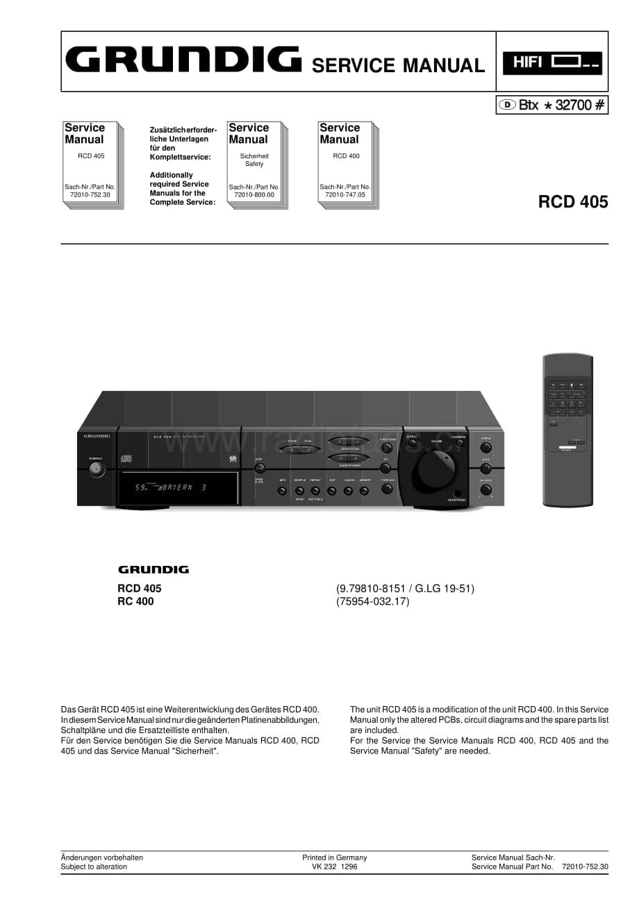 GrundigRCD405ServiceManual2 维修电路图、原理图.pdf_第1页