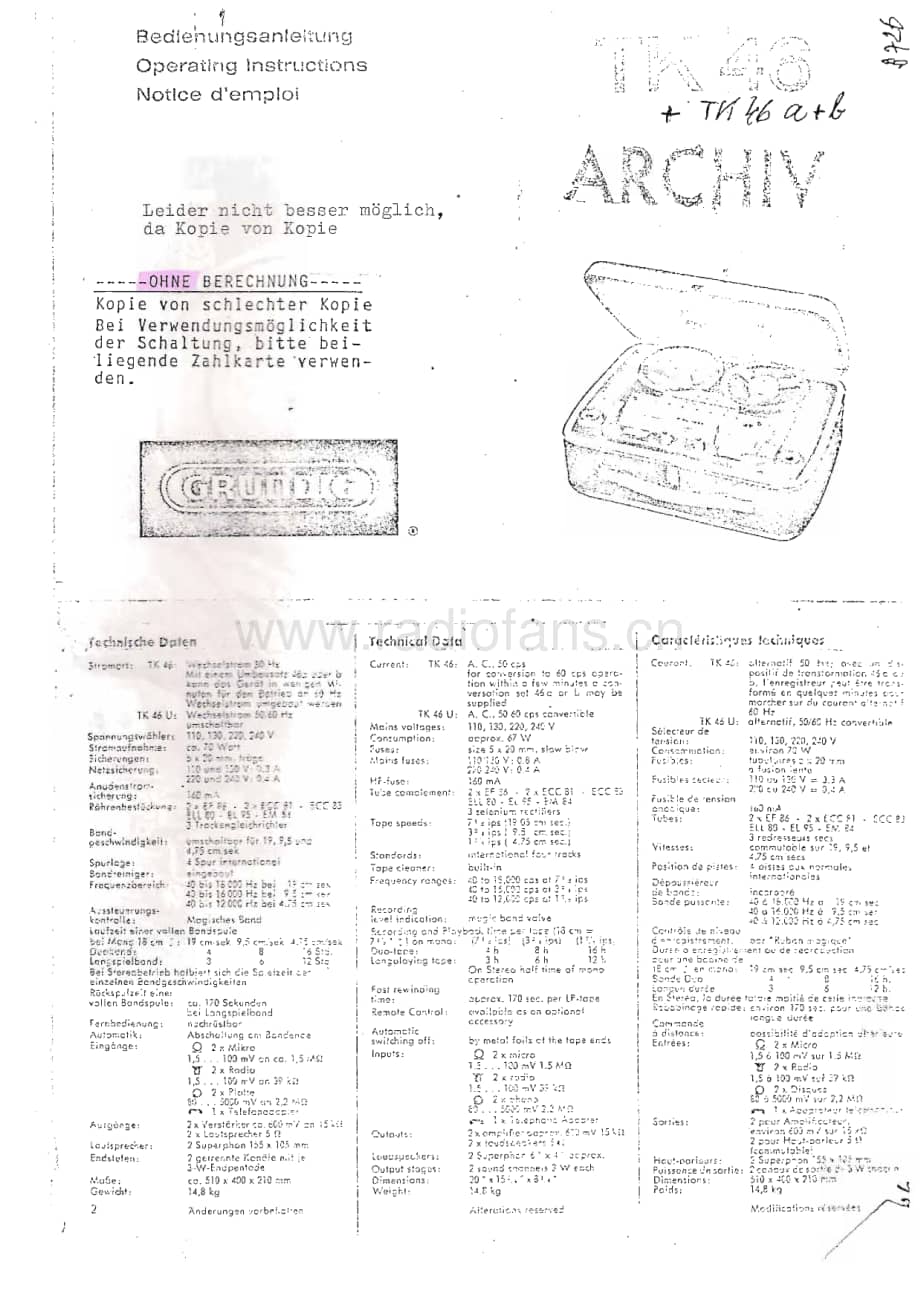 GrundigTK46TK47 维修电路图、原理图.pdf_第2页