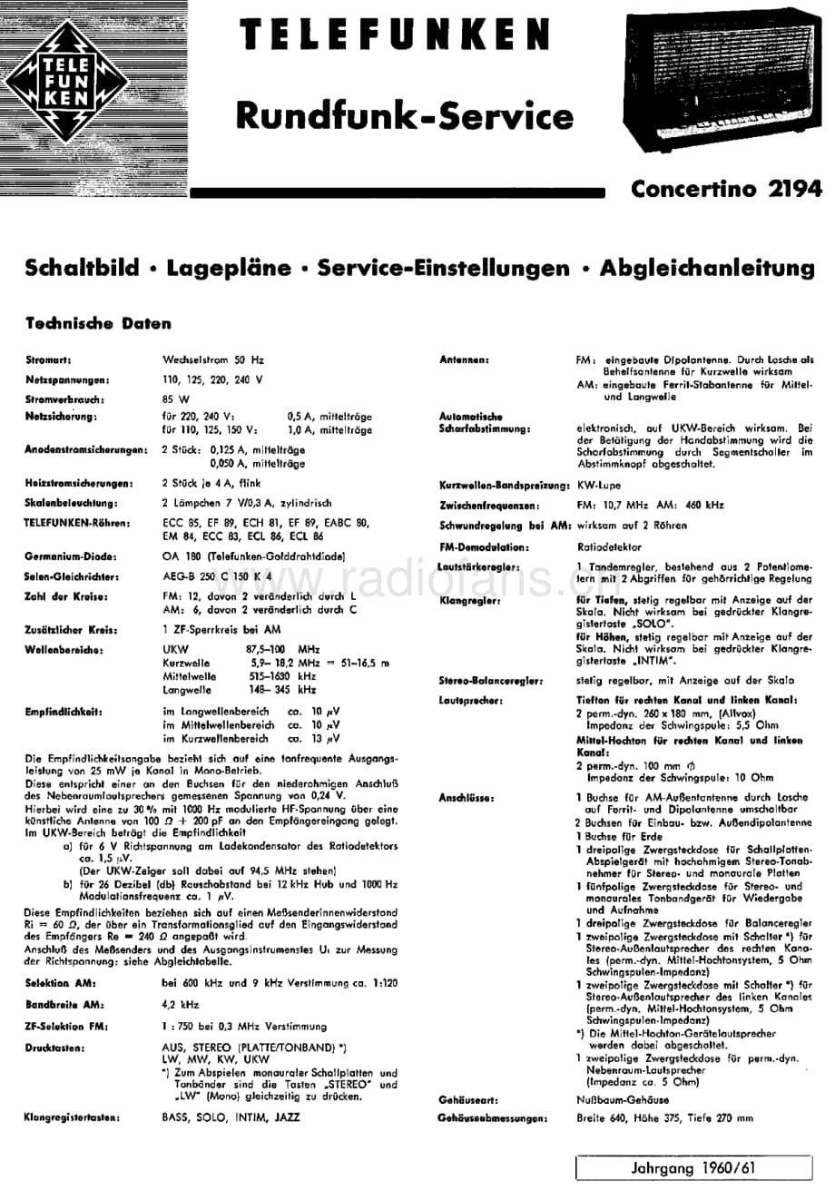 Telefunken_2194 维修电路图 原理图.pdf_第1页