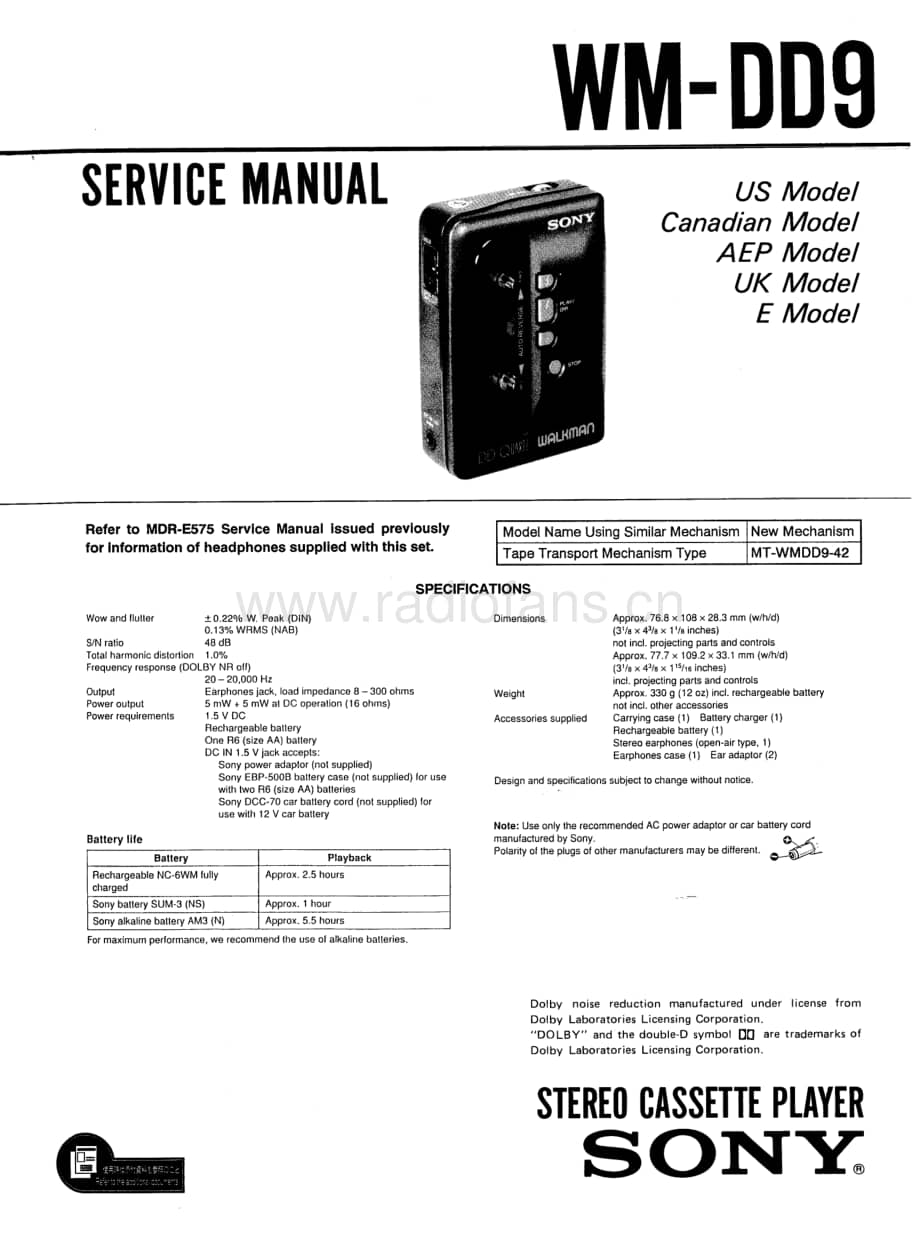 SONYWM-DD9_SERVICE_MANUAL电路图 维修原理图.pdf_第1页