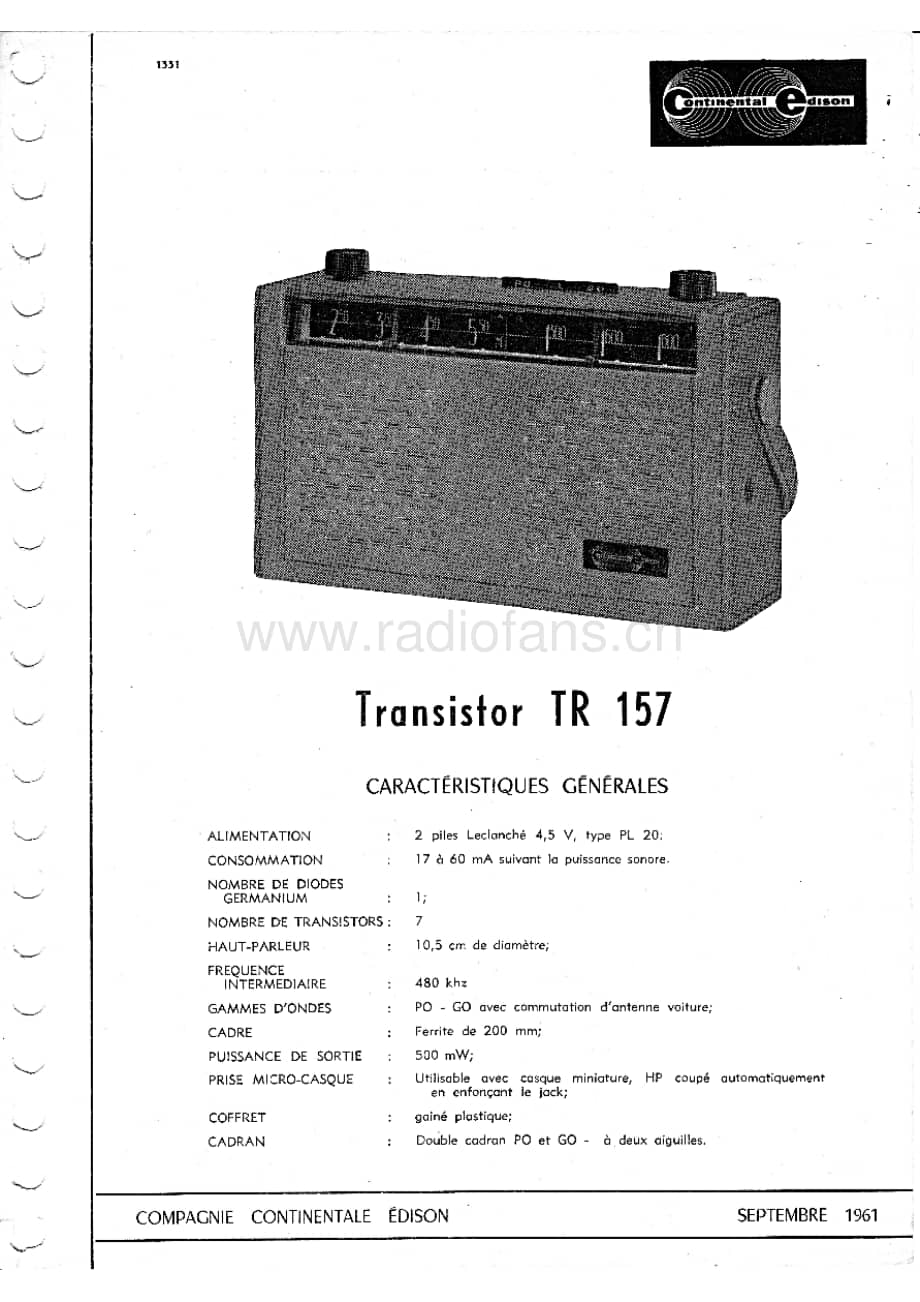 ContinentalEdisonTR157 维修电路图 原理图.pdf_第1页