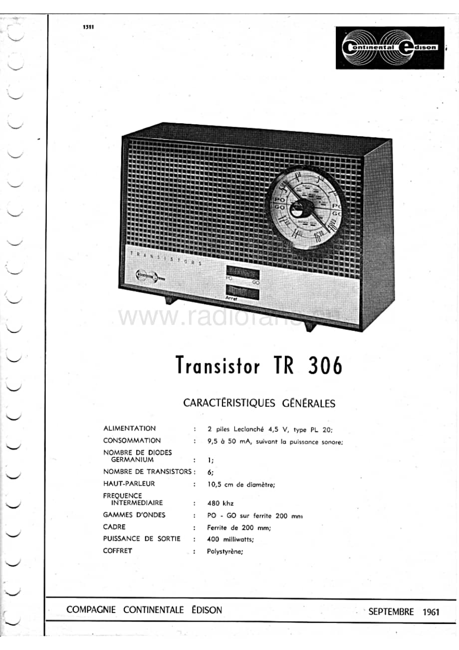 ContinentalEdisonTR306 维修电路图 原理图.pdf_第1页