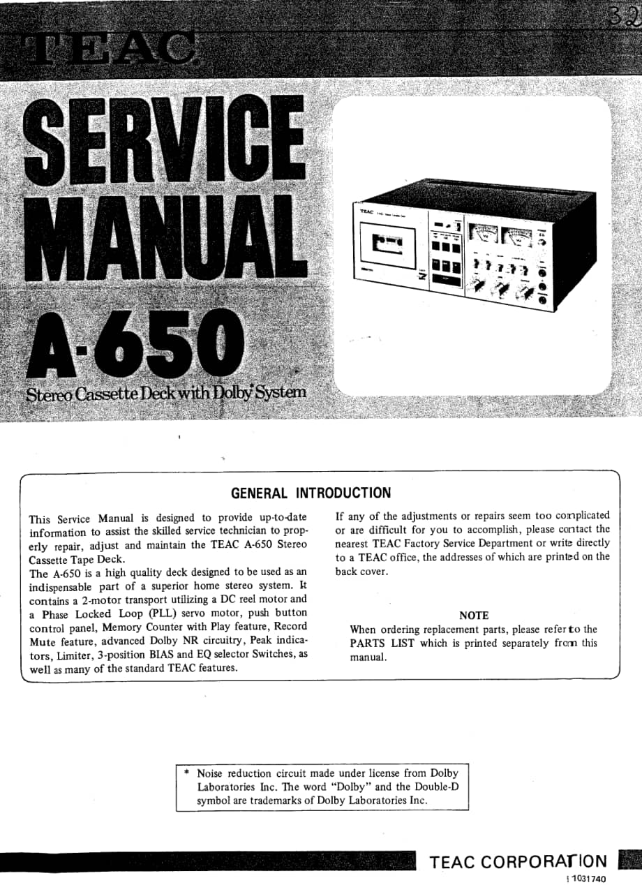 TEAC_A-650_service_manual 电路图 维修原理图.pdf_第1页