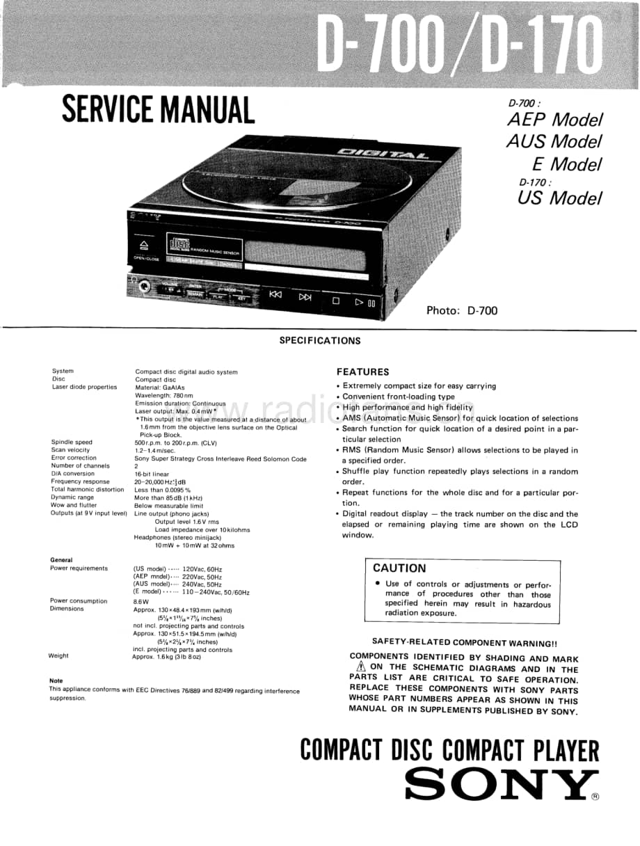 sony_D-700_D-170 电路图 维修原理图.pdf_第1页