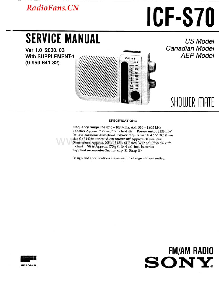 sony_icf-s70_service_manual 电路图 维修原理图.pdf_第1页