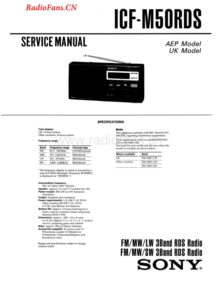 SONYicf-m50rds 电路图 维修原理图.pdf_第1页