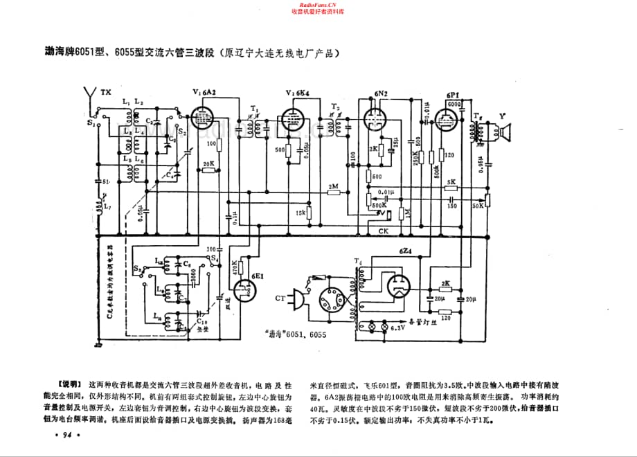 渤海牌6051型、6055型电路原理图.pdf_第1页