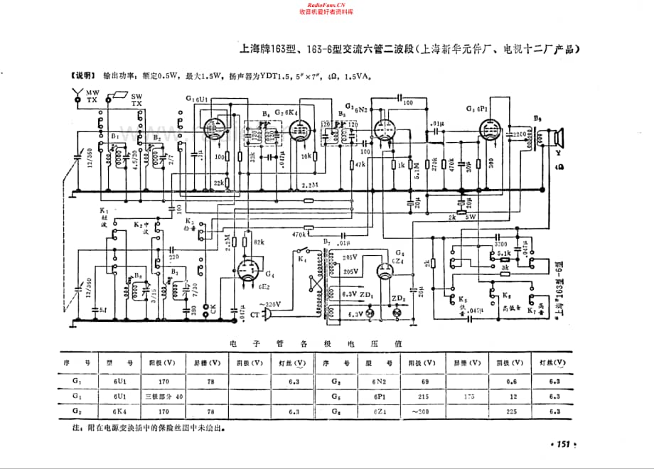 上海牌163型 163-6型电路原理图.pdf_第1页