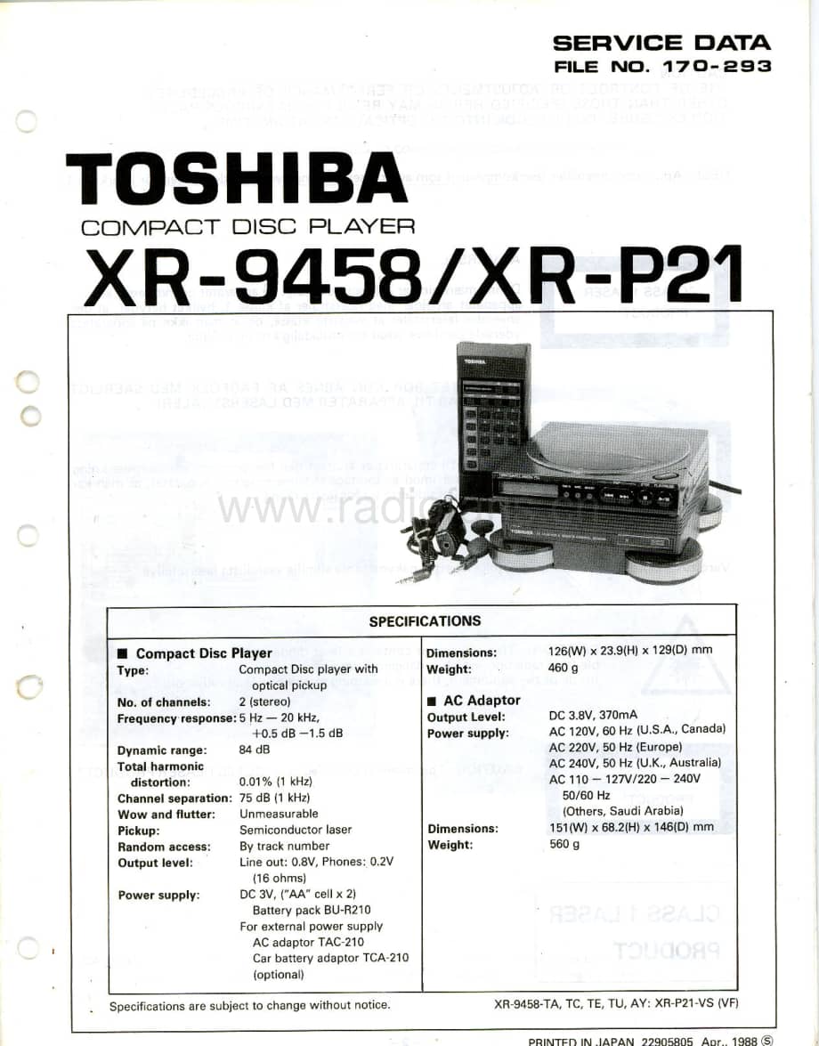 toshiba_xr-9458_xr-p21_sm 电路图 维修原理图.pdf_第1页