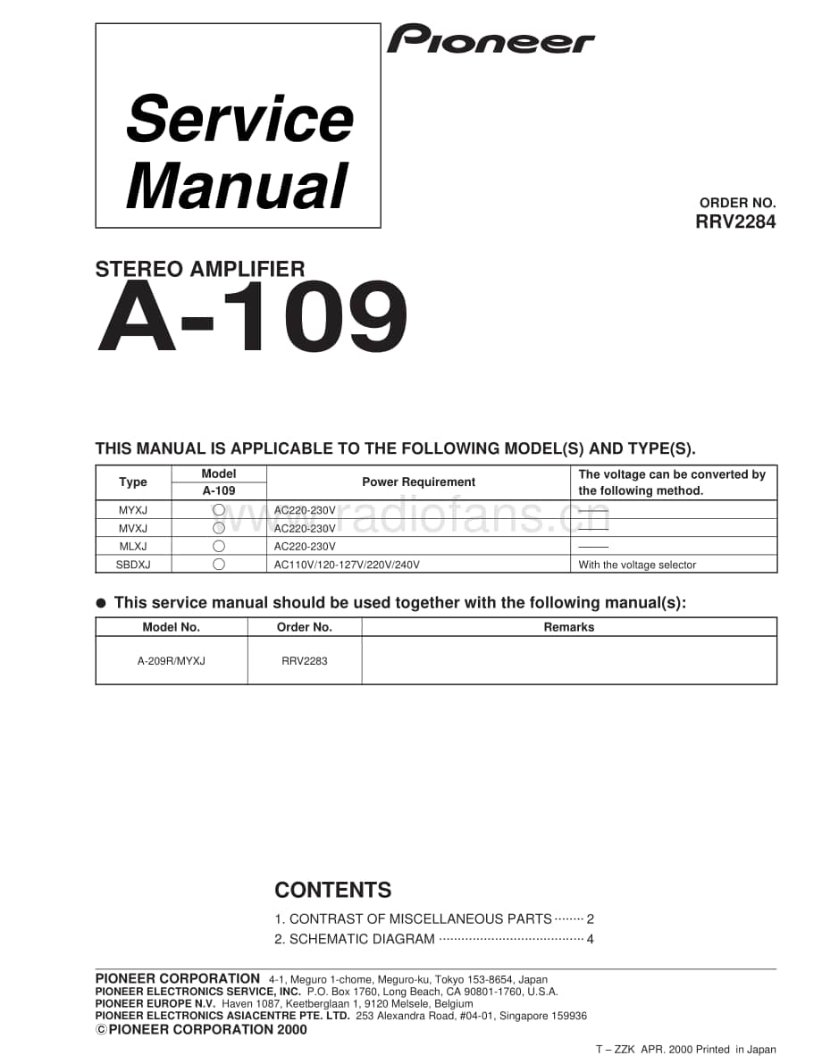 Pioneer A-109_RRV2284 电路原理图.pdf_第1页