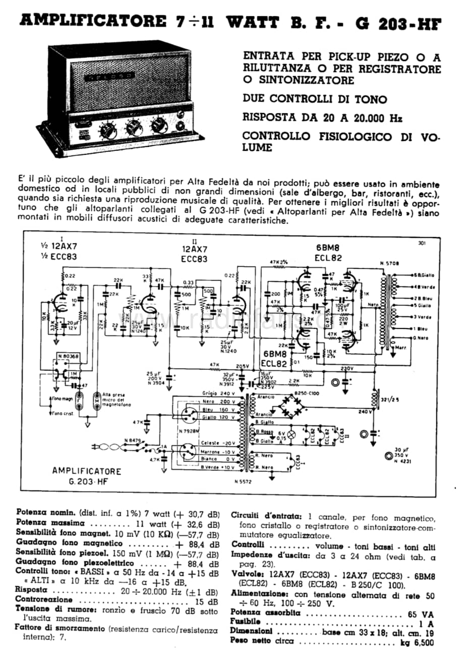 Geloso G203HF Amplifier specs 电路原理图.pdf_第1页