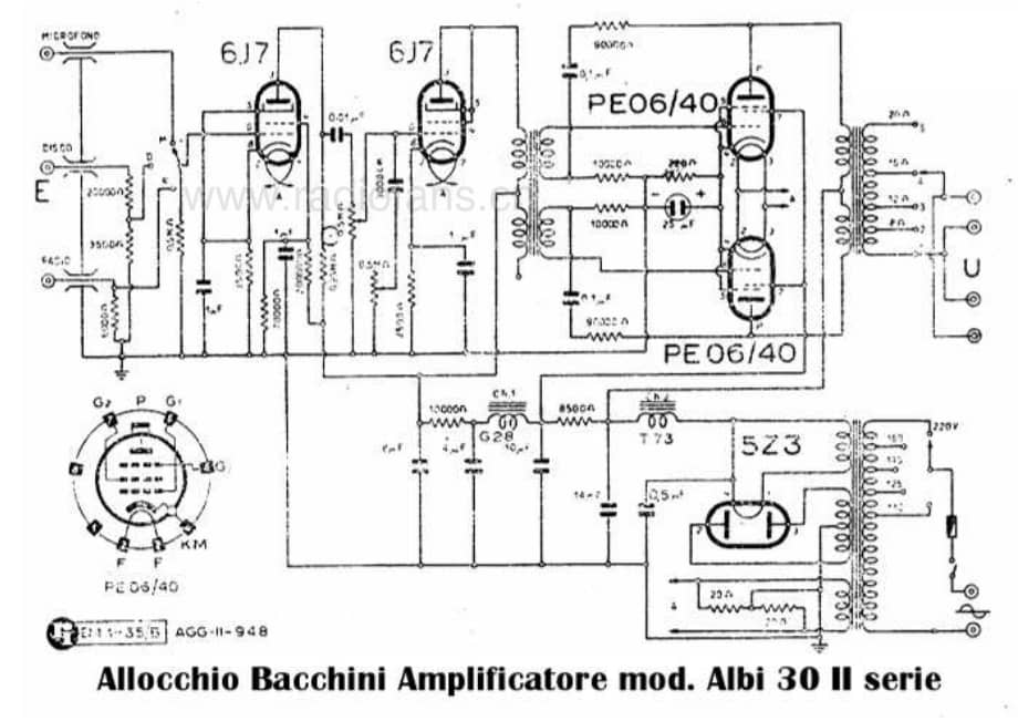 Allocchio Bacchini Amplificatore Albi 30 II serie 电路原理图.pdf_第1页