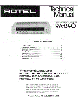 Rotel RA-840 Service manual 电路原理图.pdf
