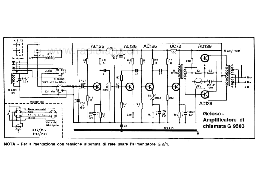 Geloso G9503 Amplificatore di chiamata 电路原理图.pdf_第1页