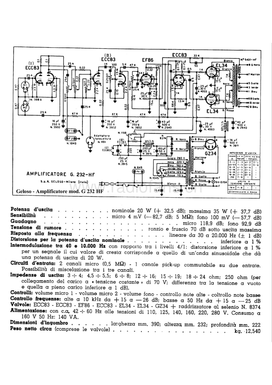 Geloso G232HF Amplifier 电路原理图.pdf_第1页