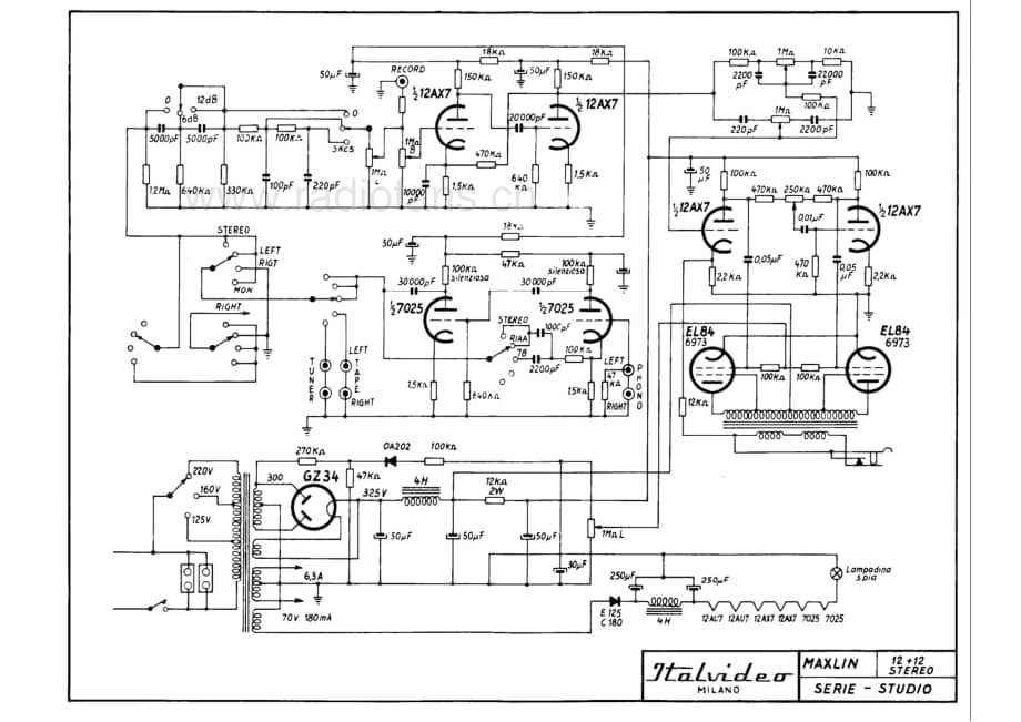 Italvideo Maxlin 12+12 Stereo amplifier 电路原理图.pdf_第1页