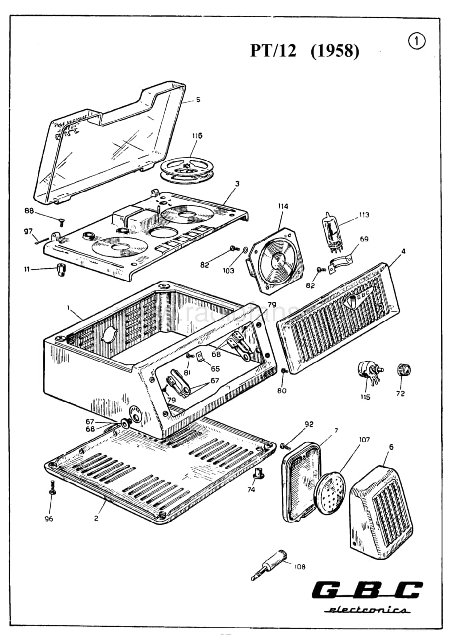 GBC PT10 PT12 PT15 tape recorder mechanical drawings 电路原理图.pdf_第1页