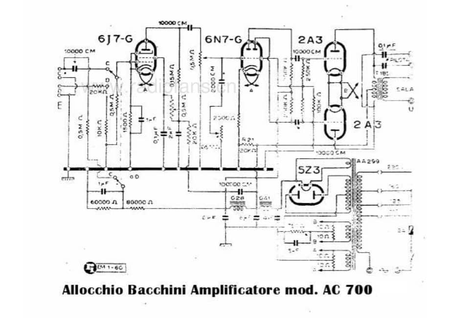 Allocchio Bacchini Amplificatore AC700 电路原理图.pdf_第1页