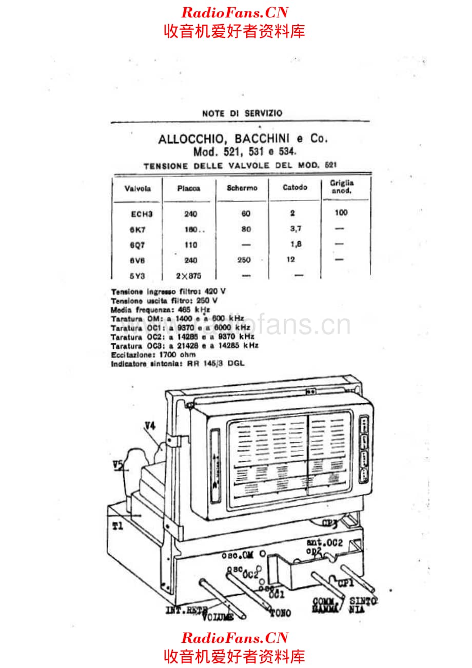 Allocchio Bacchini 521 - 531 - 534 notes 电路原理图.pdf_第2页