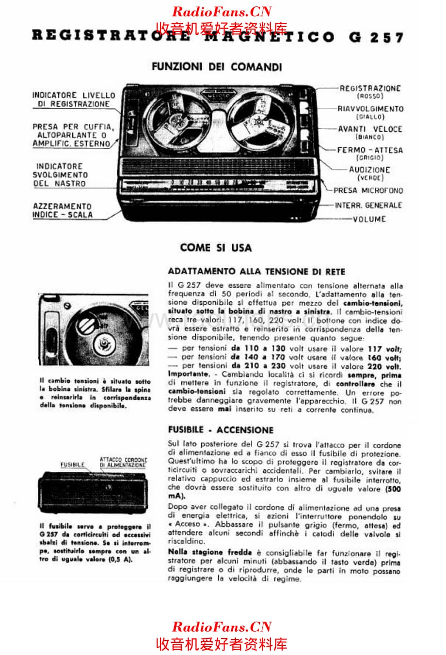 Geloso G257 Tape Recorder manual 电路原理图.pdf_第1页