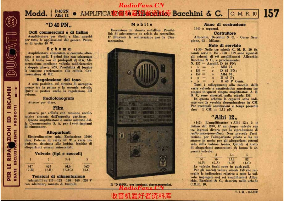 Allocchio Bacchini D 40 PN Albi 12 电路原理图.pdf_第1页