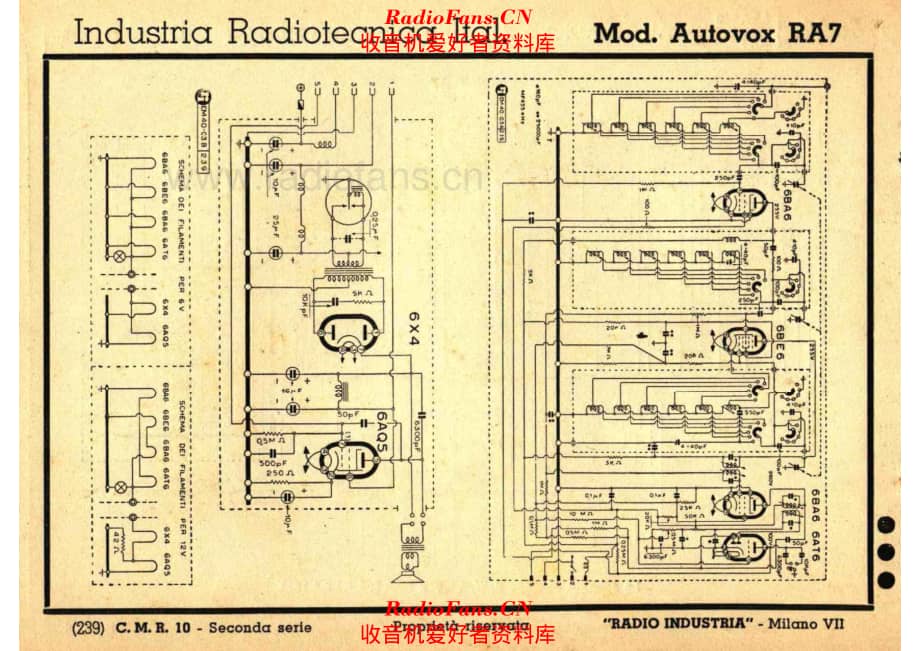 Industria Radiotecnica Italiana Autovox RA7 电路原理图.pdf_第1页