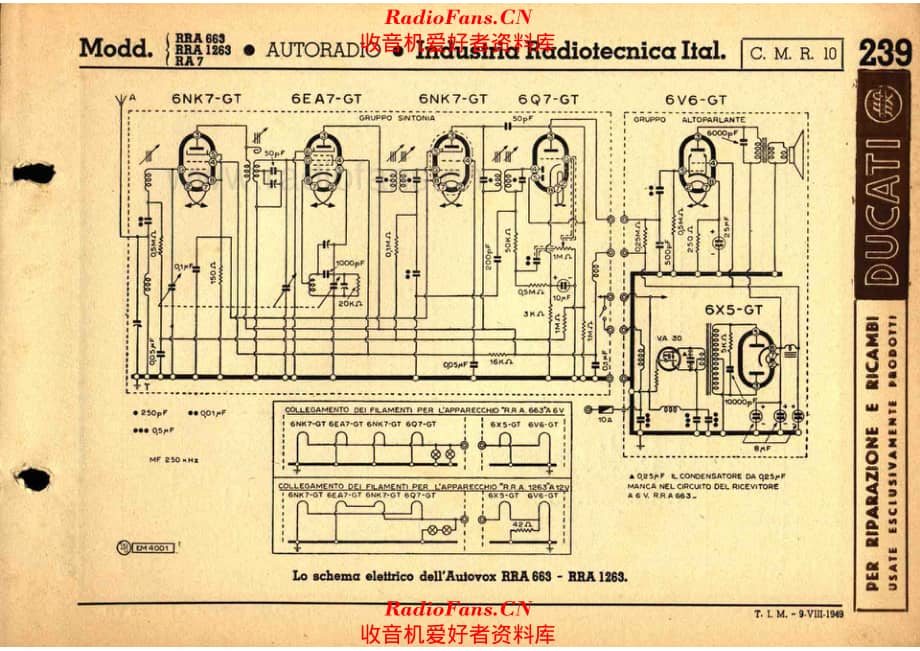 Industria Radiotecnica Italiana RRA663_RRA1263 电路原理图.pdf_第1页