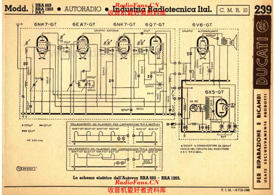 Industria Radiotecnica Italiana Autovox RRA663 RRA1263 电路原理图.pdf_第1页